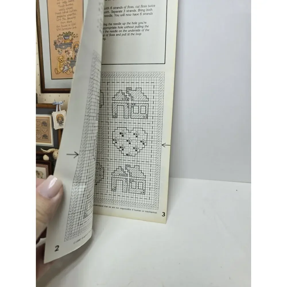Teddy Bear Designs Homespun Love Cross Stitch Pattern Leaflet 1990 Vintage
